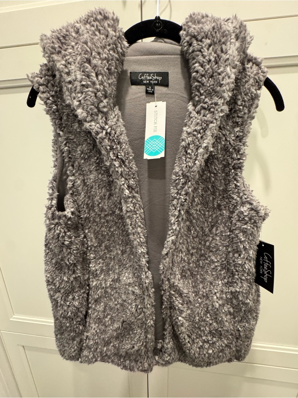 CoffeeShop Plush Hooded Vest NWT